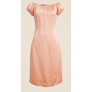 J.Crew Hammered Acetate Puff Sleeve Midi Dress Peach Pink Womens 8 NEW